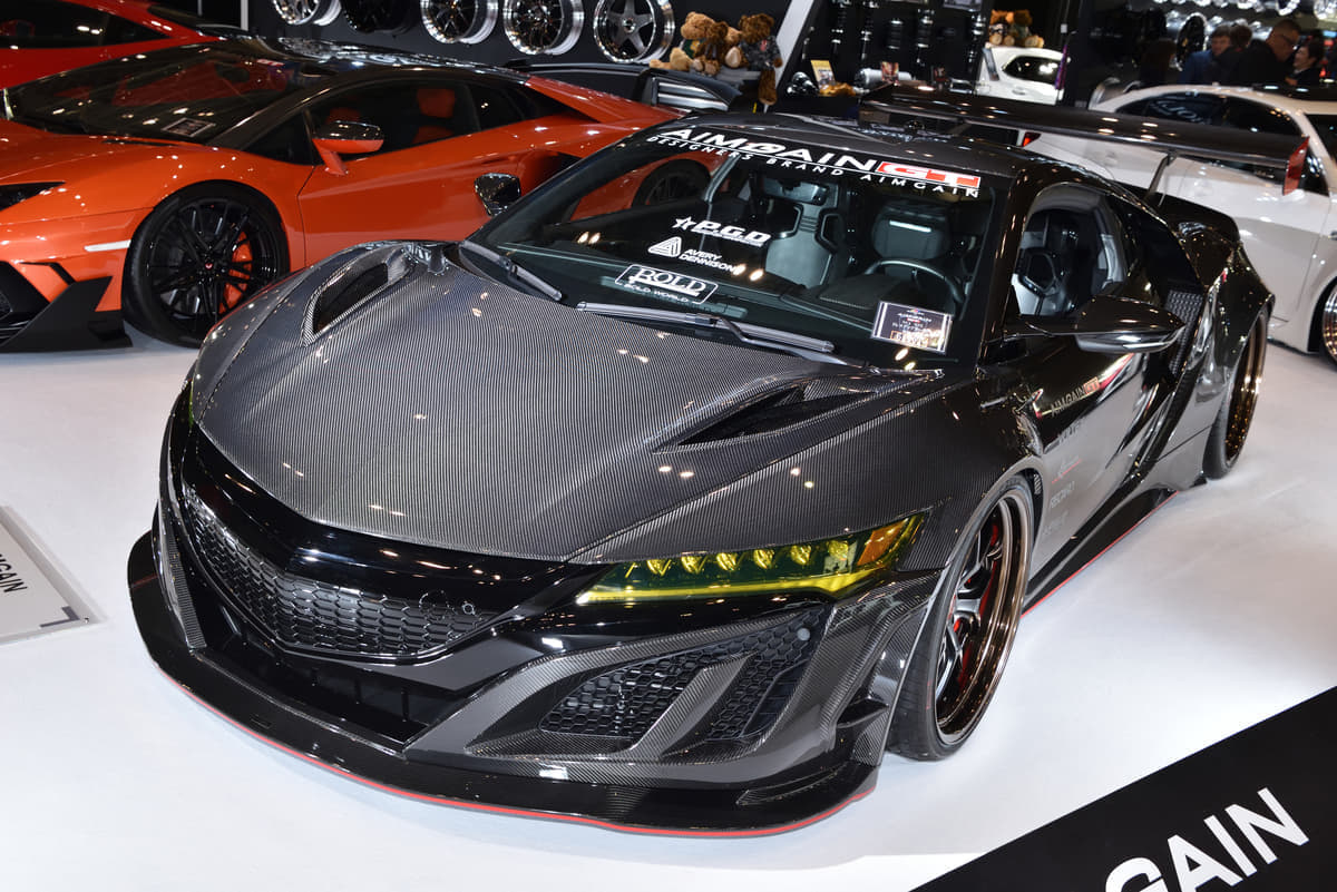 エイムゲイン、AIMGAIN、NSX、HONDA、AIMGAIN GT、WIDE BODY、ワイドボディ、オーバーフェンダー、カーボン、東京オートサロン2019