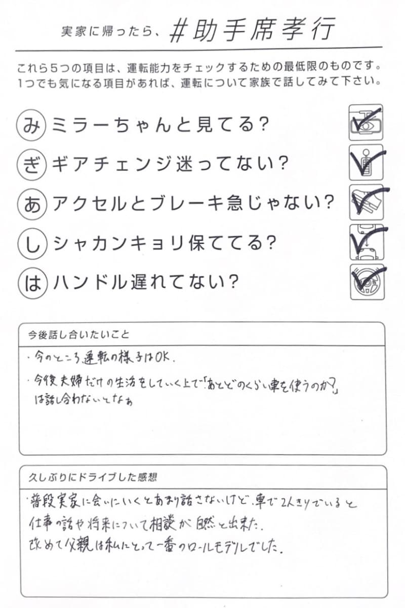 画像ギャラリー 実家の帰省時にオススメ 親の運転能力をチェックする 助手席孝行 ５つのキーワードとは 画像3 Auto Messe Web カスタム アウトドア 福祉車両 モータースポーツなどのカーライフ情報が満載