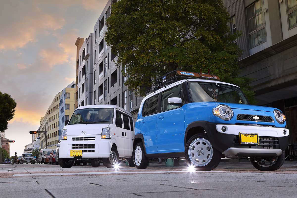 初代ハスラーとDA64エブリイバンのリフトアップショット