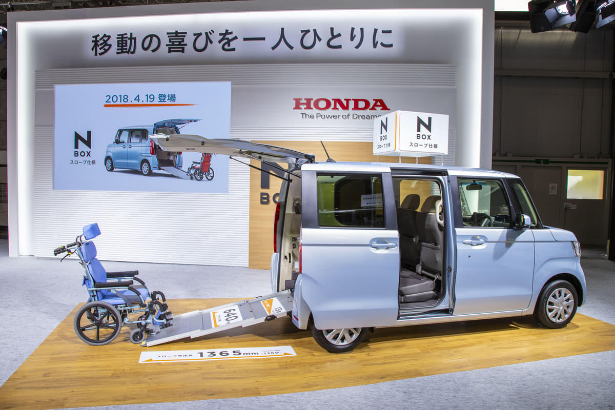 バリアフリー展に展示されたホンダN-BOXのスロープ車仕様