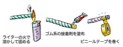 ロープの両端のほつれを止めるには「端止め」をする必要がある