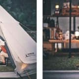 石油ストーブで暖かなテント内