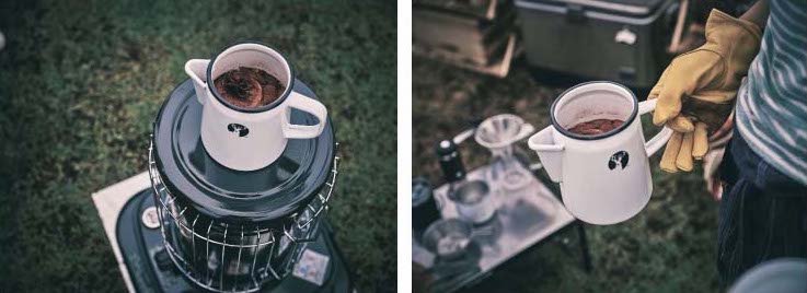 石油ストーブの上に載せてやかんの湯が沸かせる