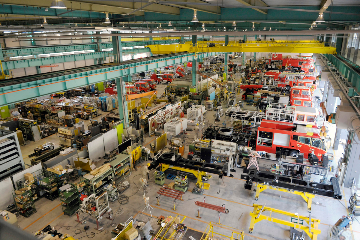 消防車が生み出されるモリタ三田工場