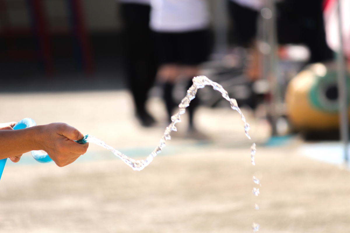 ホースで水をまく