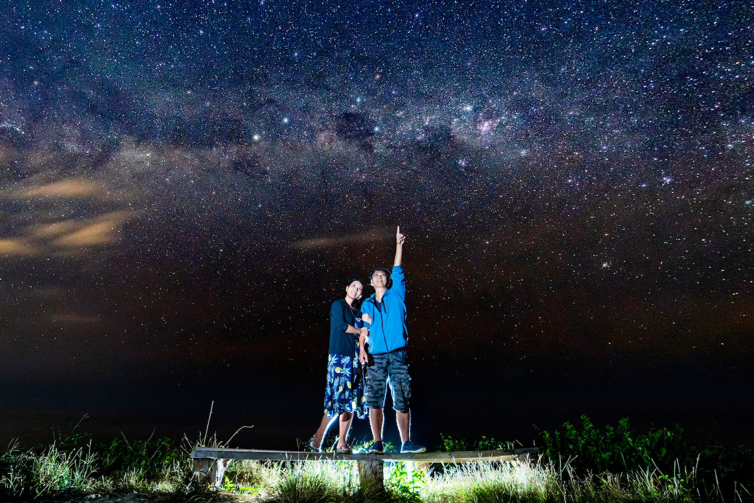 星空の下のカップル