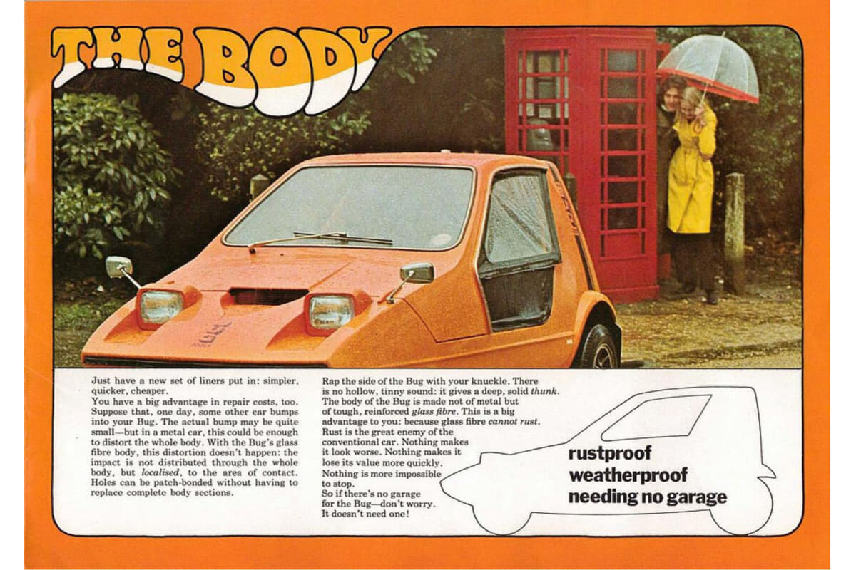 1970年デビュー時の「ボンド・バグ」カタログ