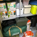 物置に収納したキャンプ道具