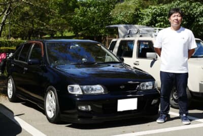 1998年式の日産パルサー VZ-Rセダンとオーナーの西島翼さん