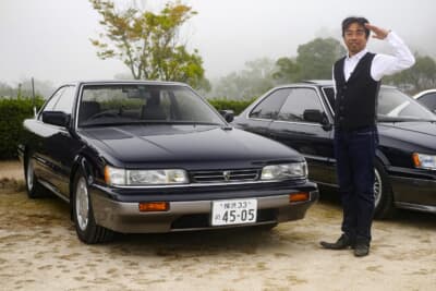 日産 レパードとオーナーの横田久憲さん。東京から自走参加した