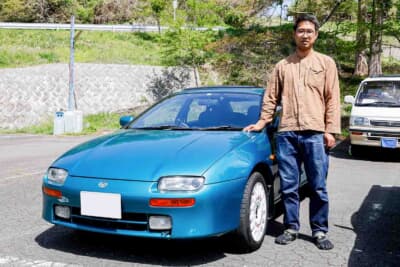 1993年式のマツダのランティス タイプRとオーナーの“KATOOZUM”さん