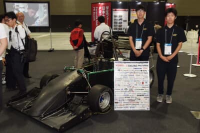 車両を持ち込んだN.I.T.FormulaProject（名古屋工業大学フォーミュラプロジェクト）は2022年大会までICV、昨年からEVクラスに参戦している。この今年の車両は4月末にはシェイクダウン。すでに200kmの走行を行って徹底したトラブル出しを行っているという