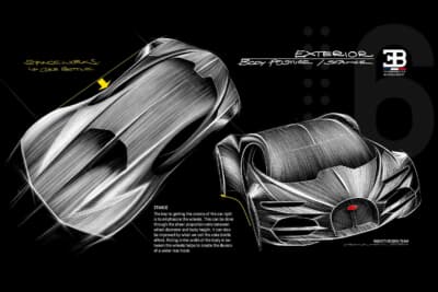 ブガッティ トゥールビヨン：ブガッティのデザインチームによるデザイン画