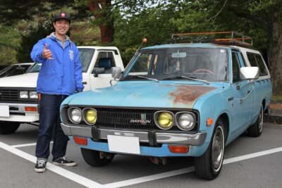 1977年式の日産 620型ダットサントラック キングキャブとオーナーの中園隆登さん