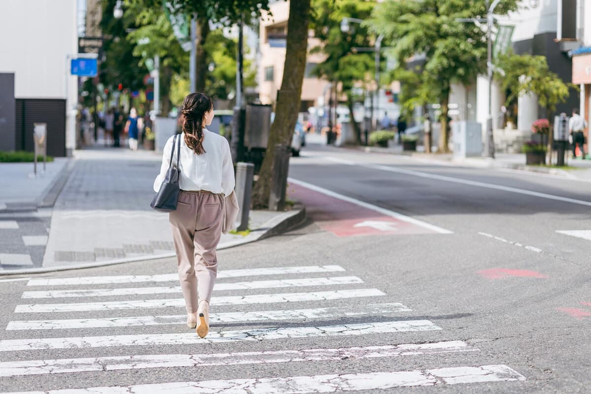 歩行者が横断歩道を渡っているときは自動車は妨害してはいけない