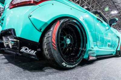 LB-nation DAIHATSU COPEN GT-K type.2：ホイールは16インチのWORK MEISTER M1にADVANタイヤを組み合わせている