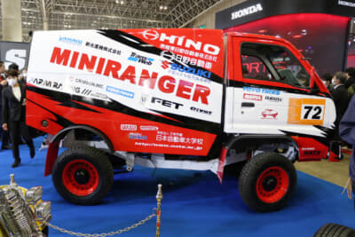 NATS MINI RANGER：エンジンはF6A型で、657cc／55psというスペック。マフラーはモーターファーム エキゾーストシステムMUDSTARだ