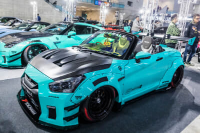 LB-nation DAIHATSU COPEN GT-K type.2：ヘッドランプやテールランプは純正をそのまま使用しているがバンパーとのマッチングも良い