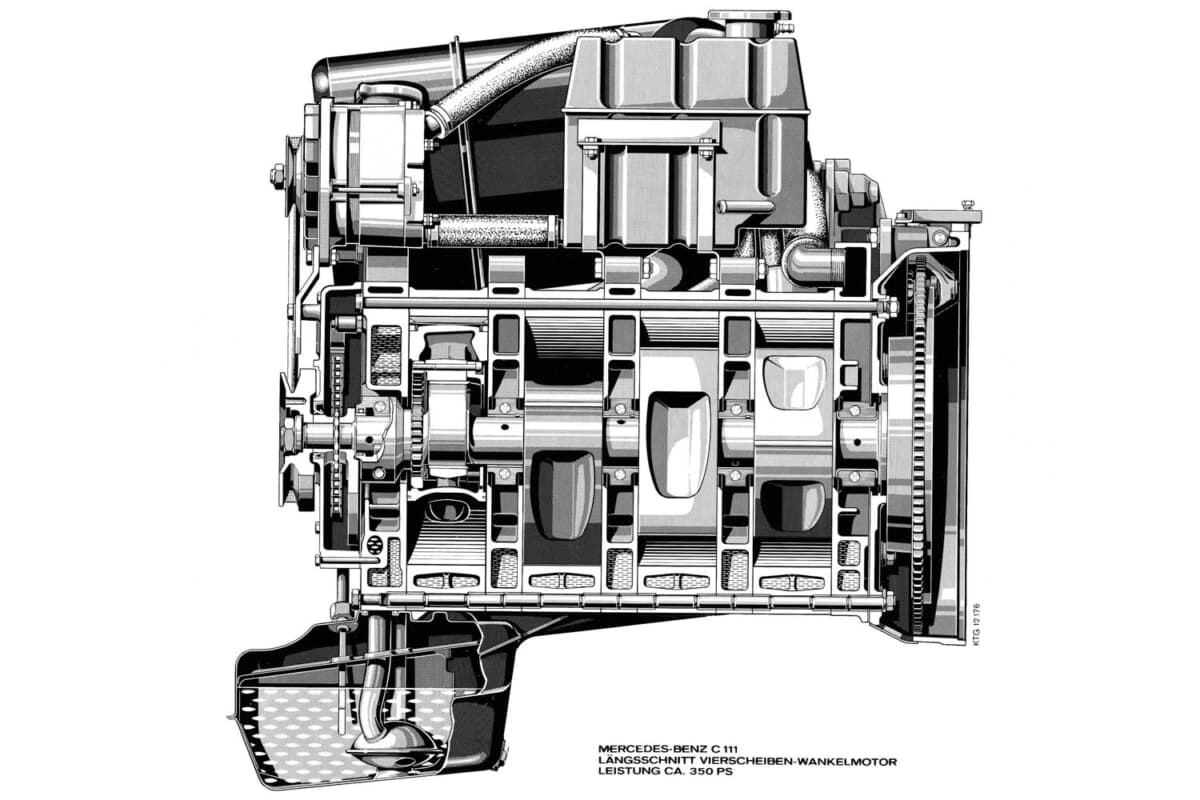 C111-IIの4ローターエンジンの断面