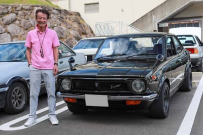 トヨタ 初代 TE27型 スプリンタートレノ：1973年式トヨタスプリンタートレノとオーナーの筬島正治さん