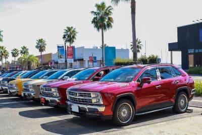 7台の光岡 バディが勢揃い。堂々とした面構えが並ぶ光景は圧巻だった