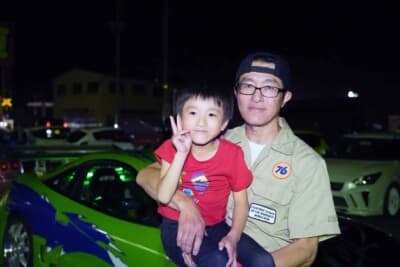翌月には那須で開催されたエクリプスミーティングにも参加した、オーナーの傳川さん。お子さんの凌生くんも夜のイベントを満喫していたようだ