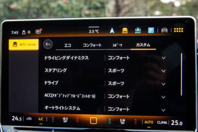 フォルクスワーゲン ゴルフ ヴァリアント TDI Rライン：「カスタム」では個別の項目を設定可能