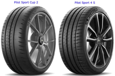 ミシュラン パイロットスポーツ カップ2（左）と、パイロットスポーツ 4S（右）