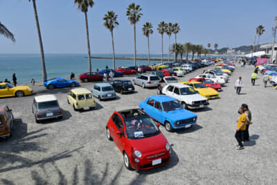 高いヤシの木のある会場は、シチリア島の海辺の田舎街のような雰囲気