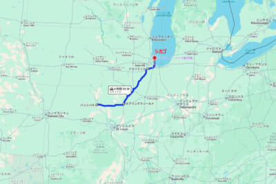 ミズーリ州ハンニバルからスプリングフィールド、ジョリエットを経由してシカゴへ