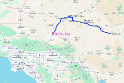 ロイズ・モーテル&カフェから西に行くとバグダッド・カフェ、さらにバーストゥ、ヴィクターヴィルへと続く