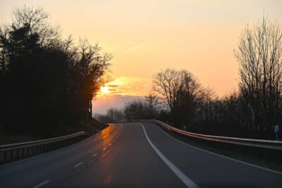 ニュルブルクリンクからホテルへ向かう道は素敵なサンセット