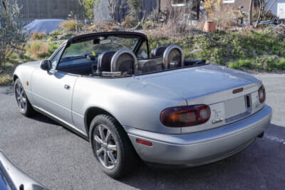 ユーノス ロードスター：2022年に外装部品を新品に交換しリペイント、足まわりもリフレッシュしたそうだ