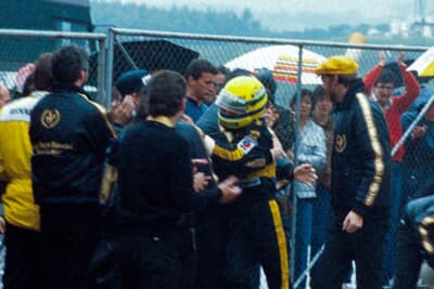 1985年ポルトガルGPで優勝を果たしたアイルトン・セナ