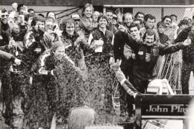 1985年ポルトガルGPで優勝を果たしたアイルトン・セナ