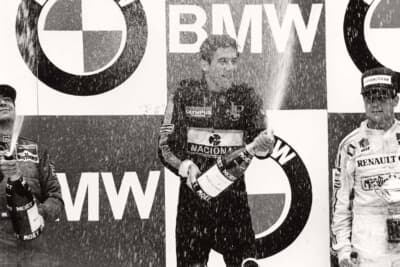 1985年ポルトガルGPで優勝を果たしたアイルトン・セナ