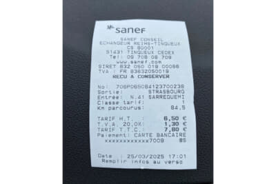 フランスの高速道路の料金。7.8ユーロ（約1300円）