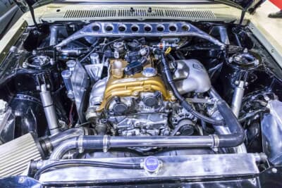 日産 510型 ブルーバード：トヨタ GRヤリスに搭載されているG16E-GTS型1.6L直3ターボエンジンを縦置き搭載している