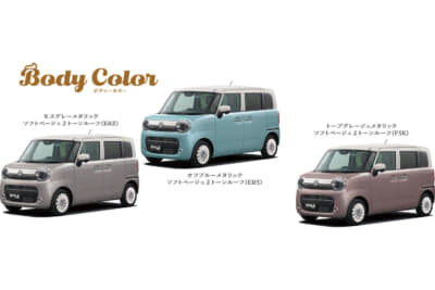 スズキ ワゴンR スマイル クリームコーデ：ボディカラーは、「モスグレーメタリック」「オフブルーメタリック」「トープグレージュメタリック」の3色を設定