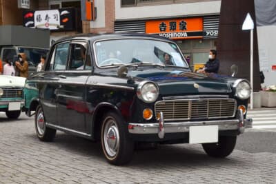 日産 初代 310型 ダットサン ブルーバード:第26回高輪交通安全フェア 品川クラシックカーレビューイン港南に参加したなかでも最古参のブルーバード