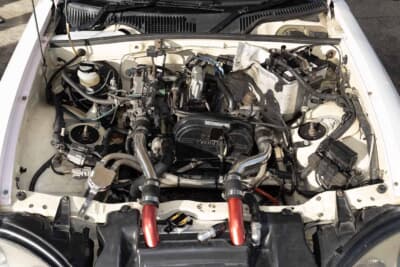 スズキ EA11R型 カプチーノ：前期型なのでエンジンはF6A。パワーは計測していないがパルスポーツのECUを装着