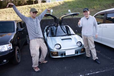 2024年シーズンの最終戦第59回男女川ラリーにマツダ AZ-1で参加した小倉孝之／田村洋組