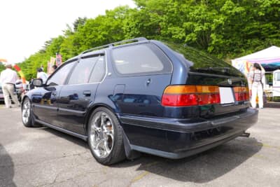 ホンダ アコード ワゴン：ダウンサスによって車高を低くし、フェンダーアーチに被るほど下げるのがこだわり