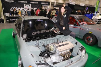 ホンダ EJ1型シビッククーペ：エンジンはEG6型シビックやEK4型シビックなどのB16A型にスワップ。搭載位置を約15mmアップさせている