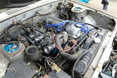 日産 6代目 910型 ブルーバード：エンジンはこの時代に話題になったターボではなくNAエンジンで、ソレックスキャブ仕様