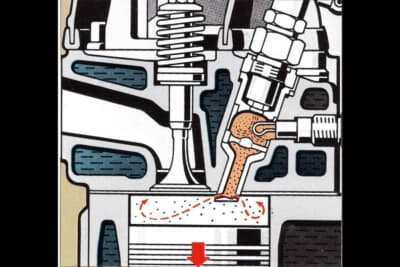 W123の予燃焼室式ディーゼル・エンジンの断面図(ボール・ピン付き)