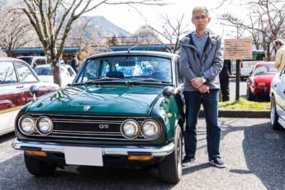 オーナーの峰田さんといすゞ ベレット1600GT