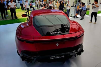 フェラーリ アマルフィ:12チリンドリ譲りの「可変アクティブ・ウィング」を活用して、LD(ロー・ドラッグ)/MD(ミディアム・ダウンフォース)/HD(ハイ・ダウンフォース)の3種類を自動的に切り替える「アクティブ・エアロダイナミクス」を採用する