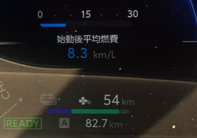 ヴェルファイアPHEV：バッテリーチャージモードを使用した時の平均燃費は8.3km/Lだった