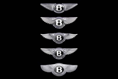 Winged B：上から2025年、2002年、1996年、1931年、最下段が初代の1919年のエンブレム